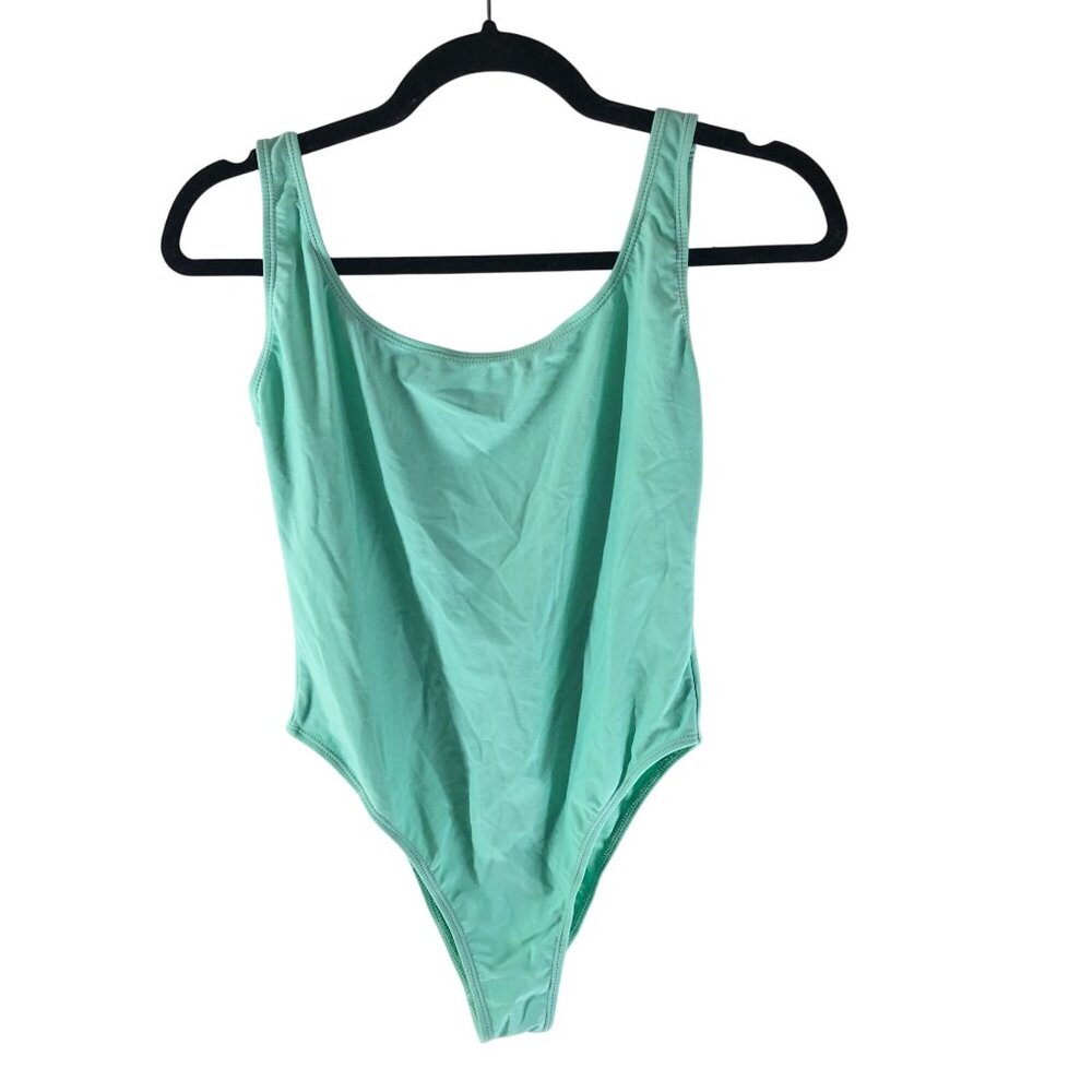 Heat One Piece Swimsuit Low Back Aqua Blue M